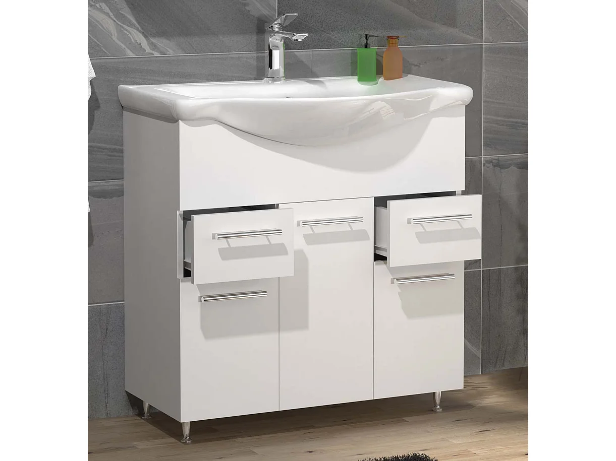 Bathroom furniture washbasin Lisalo White H. 81 x W. 75 x D. 45 cm