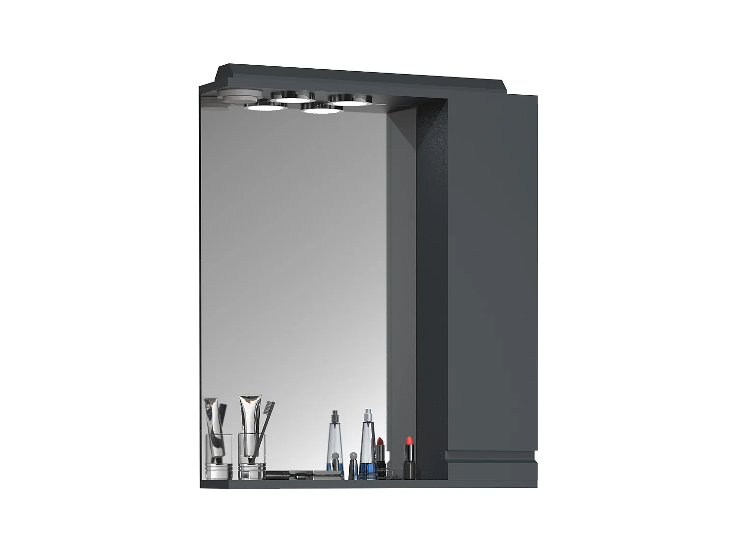Bathroom furniture Mirror cabinet Silora Anthracite H. 71 x W. 60 x D. 14 cm