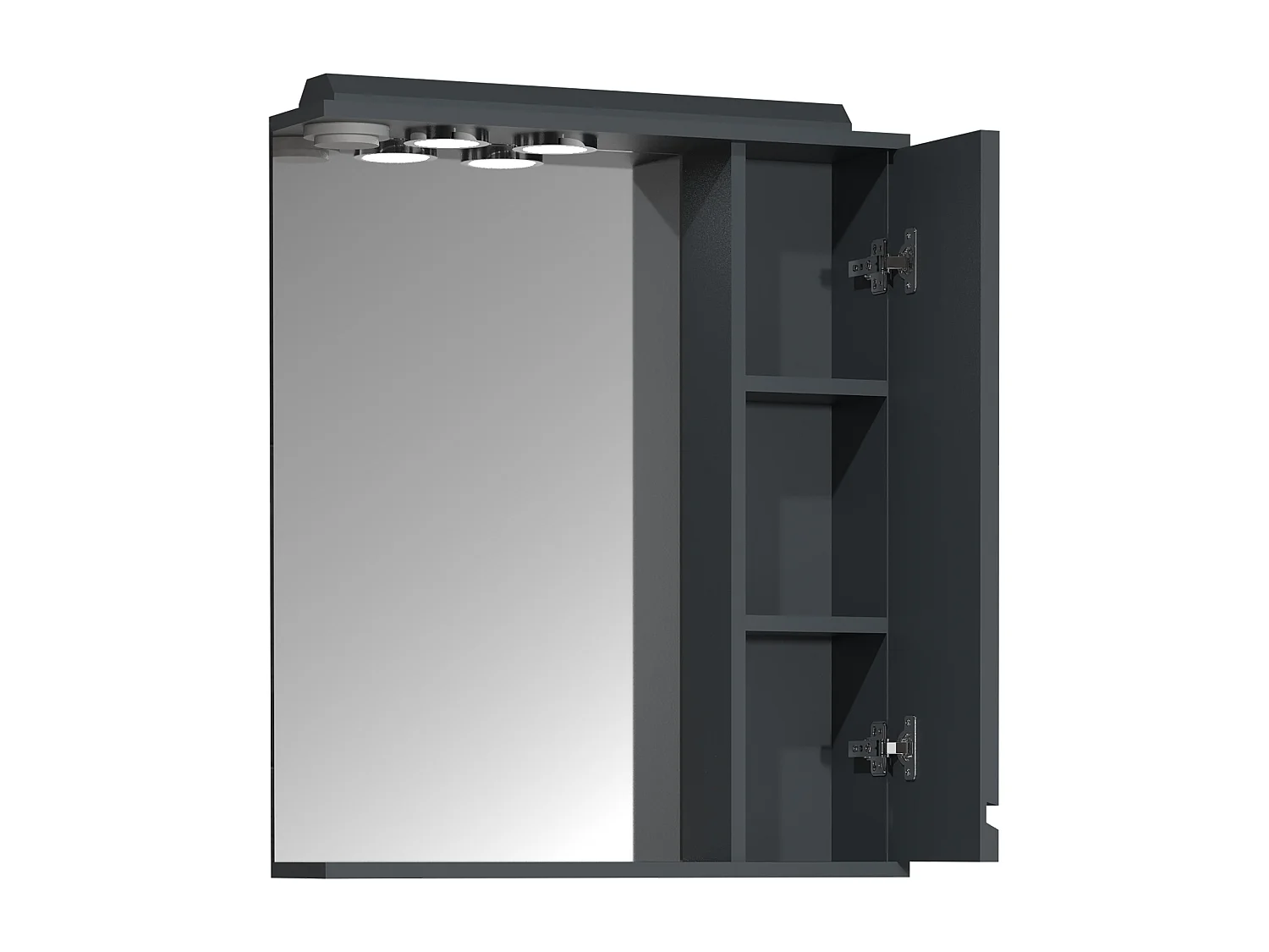 Bathroom furniture Mirror cabinet Silora Anthracite H. 71 x W. 60 x D. 14 cm