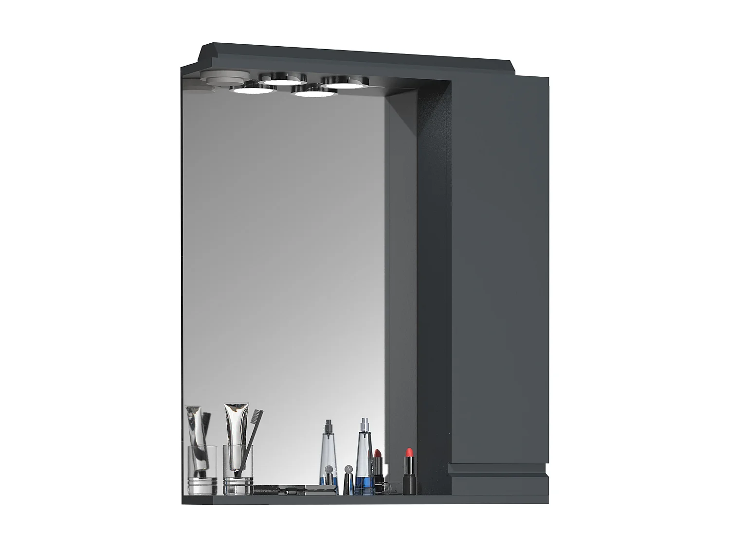 Bathroom furniture Mirror cabinet Silora Anthracite H. 71 x W. 60 x D. 14 cm