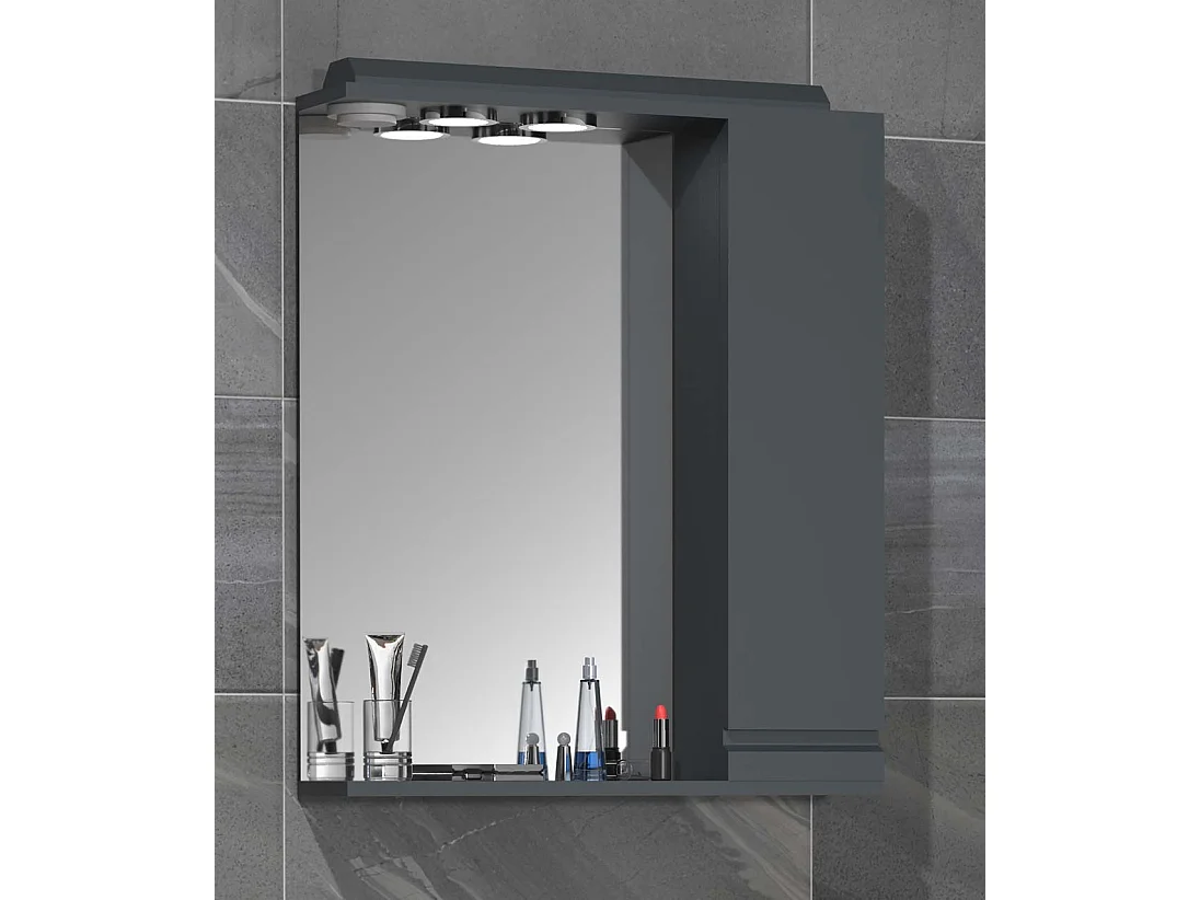 Bathroom furniture Mirror cabinet Silora Anthracite H. 71 x W. 60 x D. 14 cm
