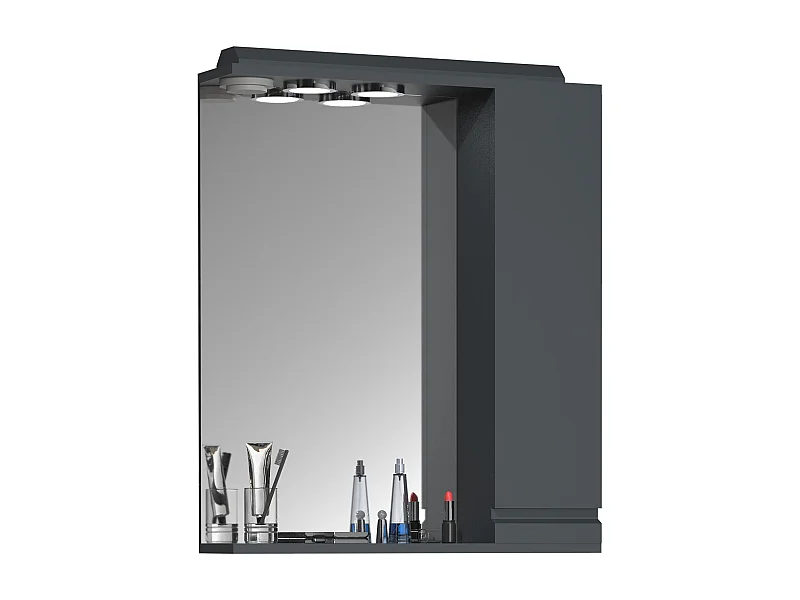 Bathroom furniture Mirror cabinet Silora Anthracite H. 71 x W. 60 x D. 14 cm