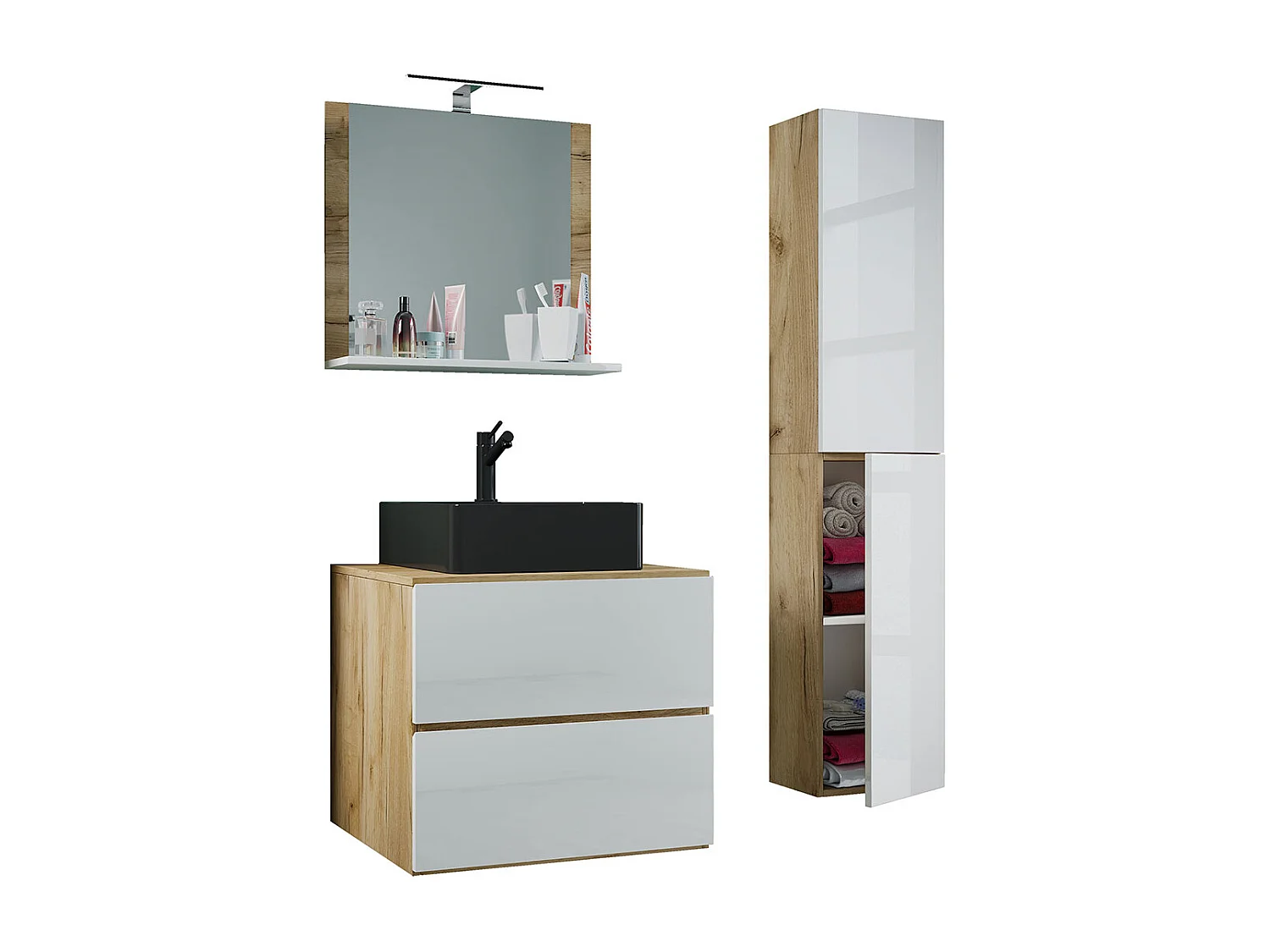 4-tlg Waschtisch Badmöbel Lendas 60 cm L Schublade