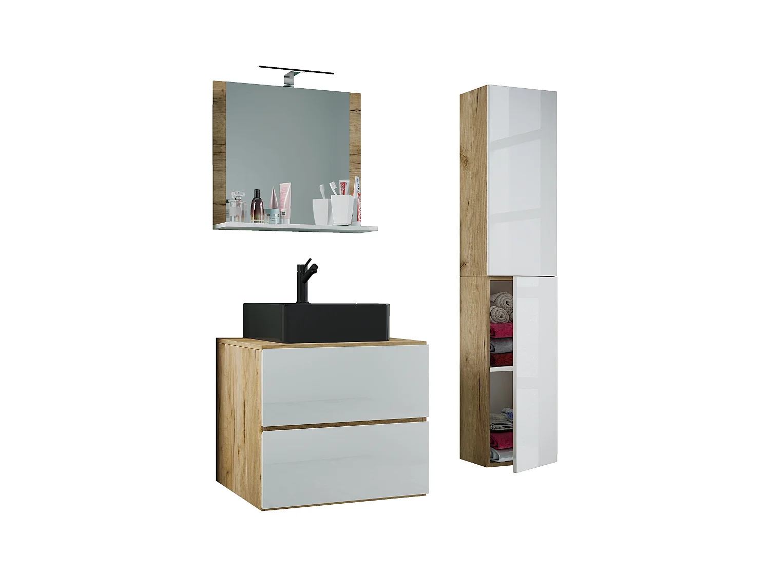 4-tlg Waschtisch Badmöbel Lendas 60 cm L Schublade