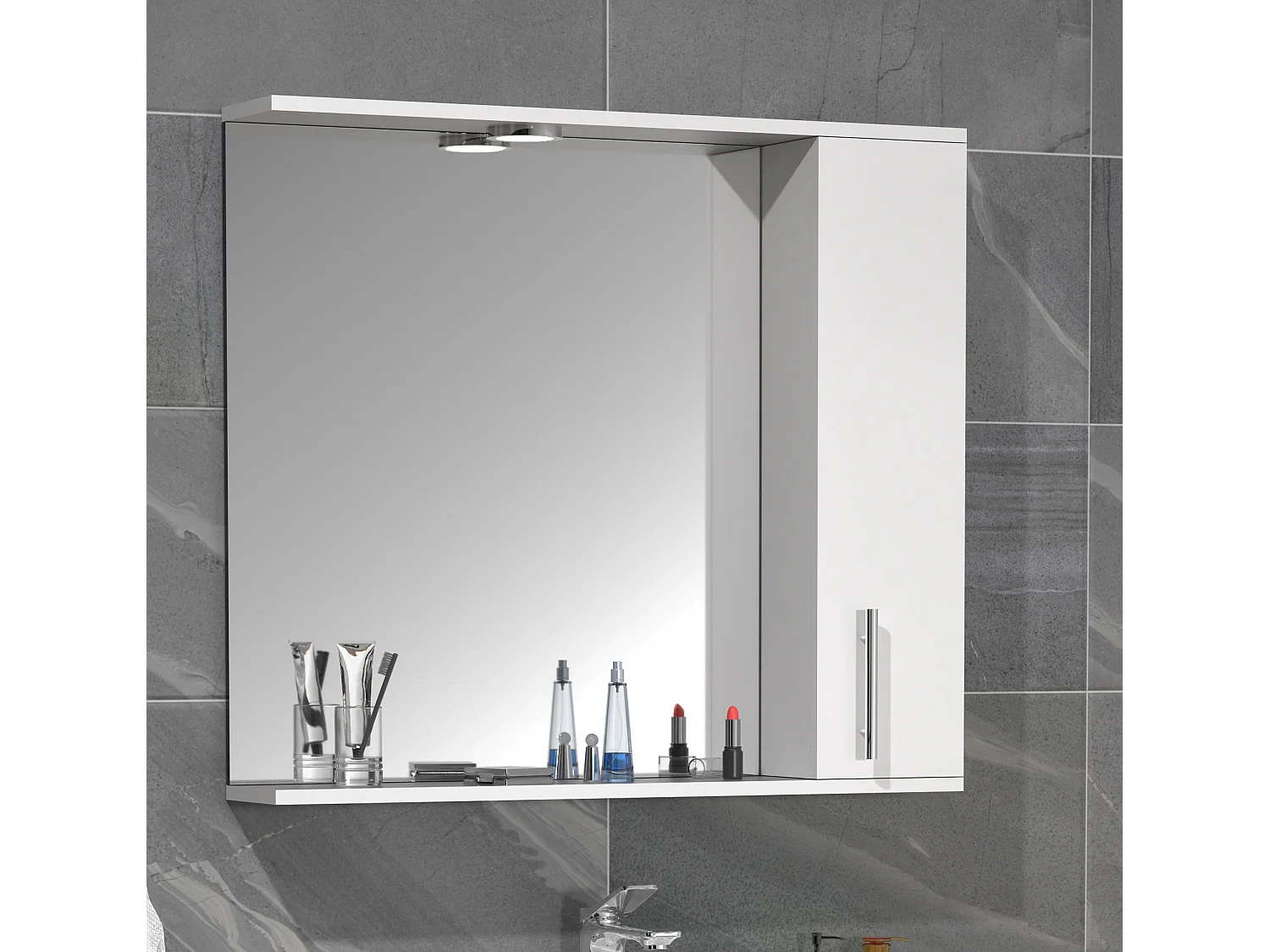 Bathroom furniture Mirror cabinet Lisalo white H. 71 x W. 75 x D. 14 cm
