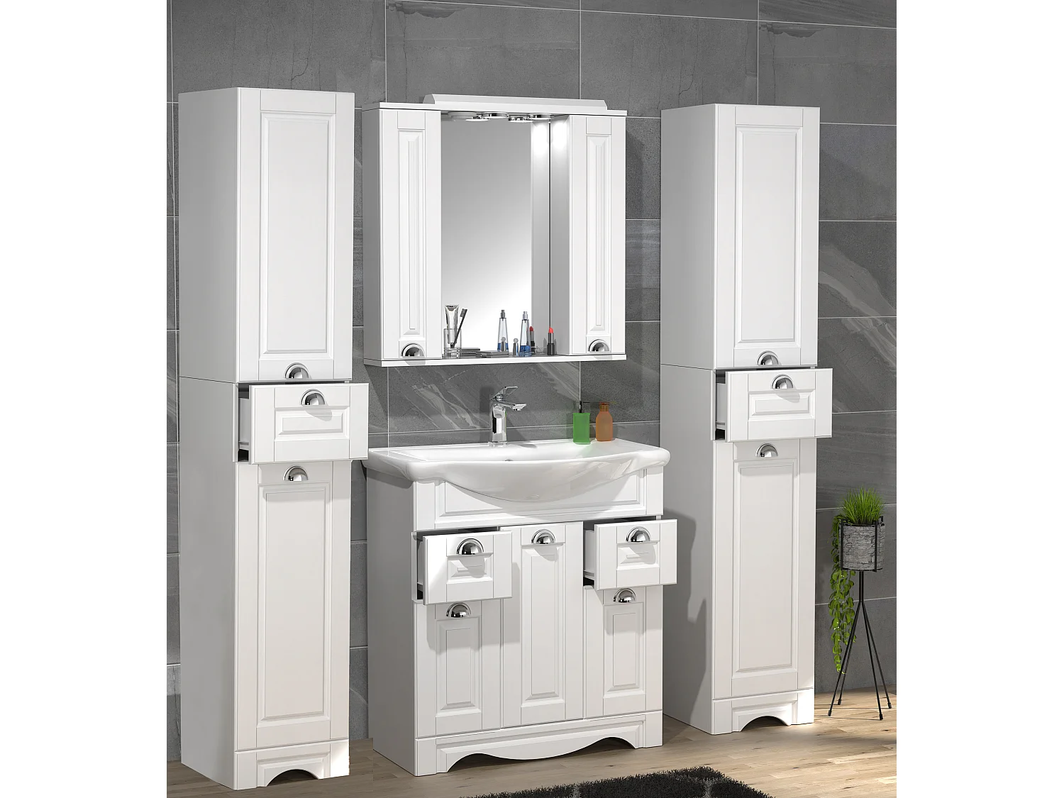 Bathroom furniture washbasin Casalo White H. 180 x W. 140 x D. 46 cm