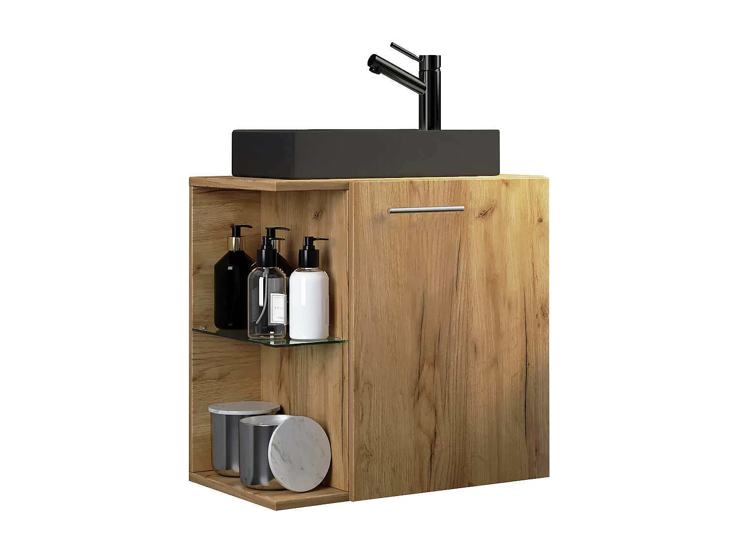 2-tlg Waschtisch Hausa Toilette schmal Schwarz