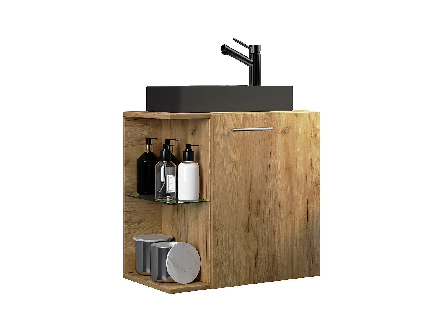 2-tlg Waschtisch Hausa Toilette schmal Schwarz