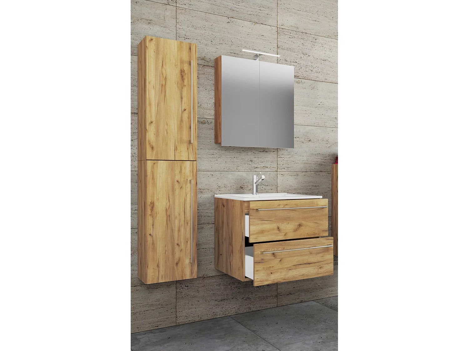 Bathroom furniture washbasin Badinos Honey oak H. 151 x W. 93 x D. 46 cm