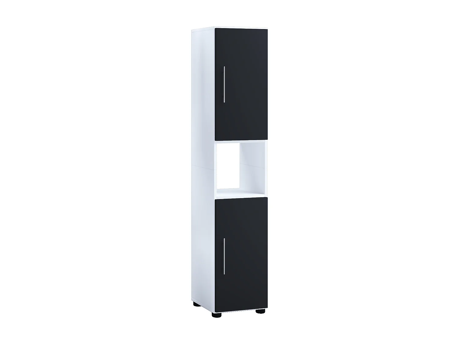 Bathroom furniture high cabinet Flandu White / Black H. 153 x W. 31 x D. 30 cm