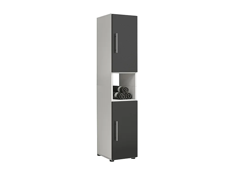 Bathroom furniture high cabinet Flandu White / Black H. 153 x W. 31 x D. 30 cm
