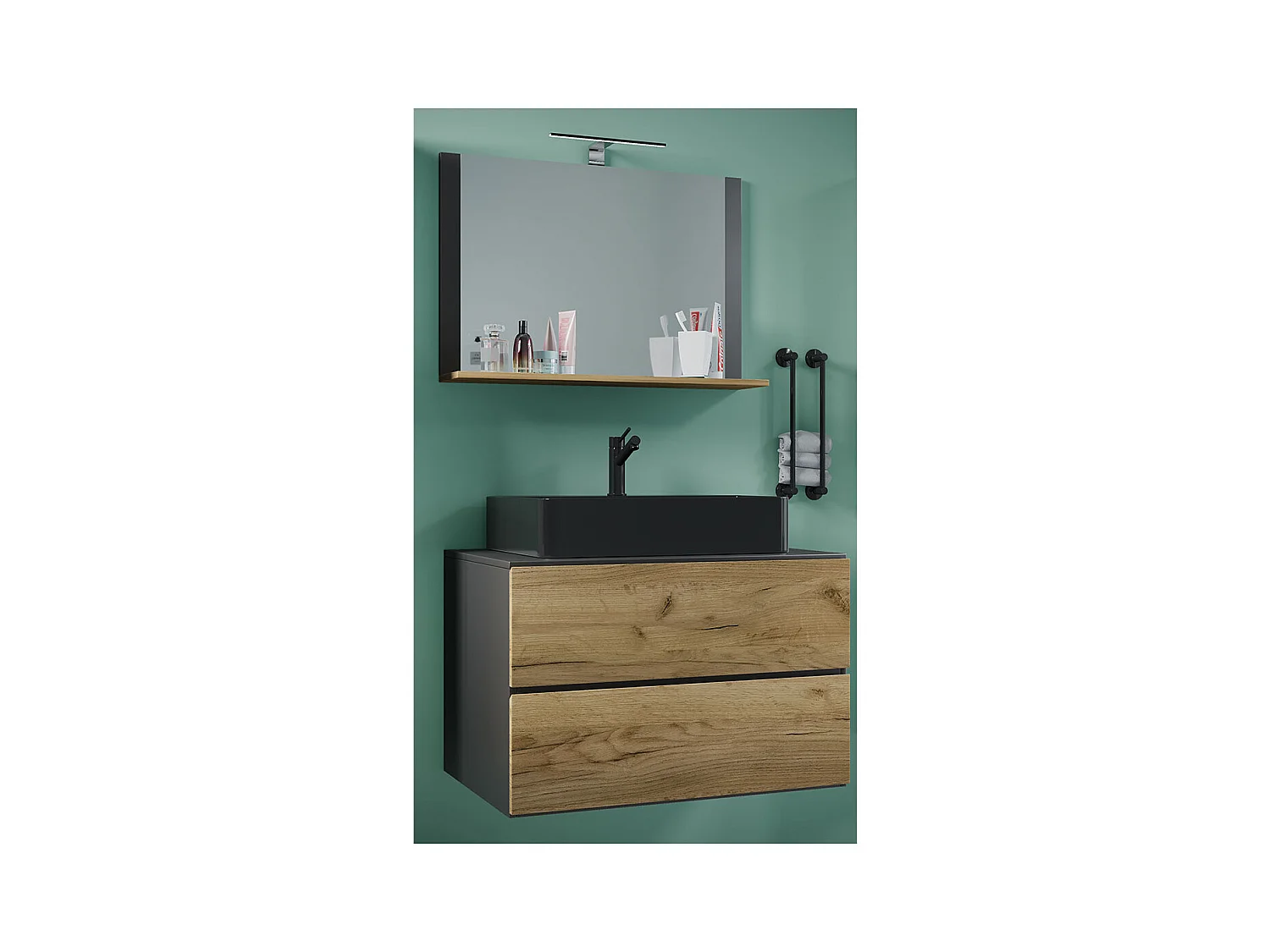 3-tlg Waschtisch Badmöbel Lendas 80 cm M Schublade