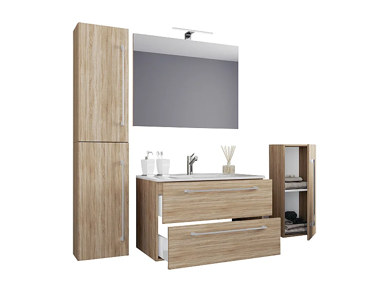 Bathroom furniture washbasin Badinos White H. 152 x W. 126 D. 46 cm