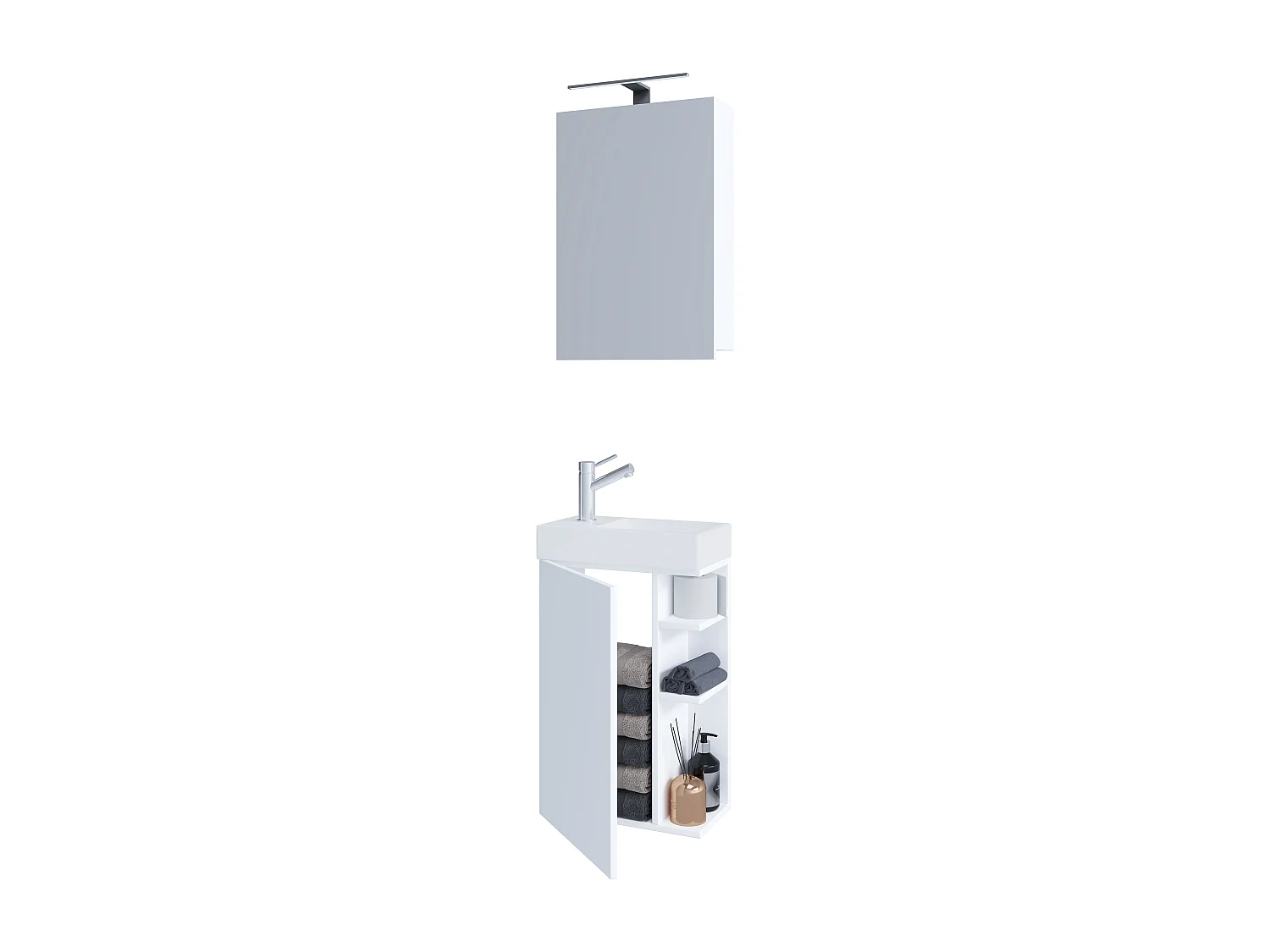 Bathroom furniture washbasin Lumia White H. 129 x W. 40 x D. 22 cm