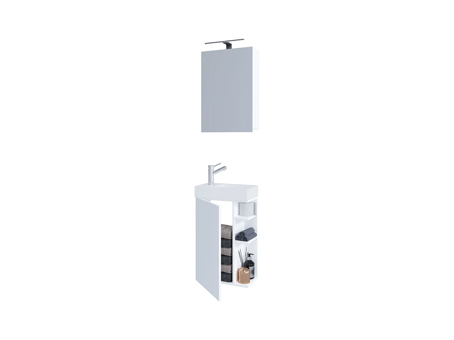 2-tlg Gäste WC Bad Waschtisch Lumia Spiegelschrank