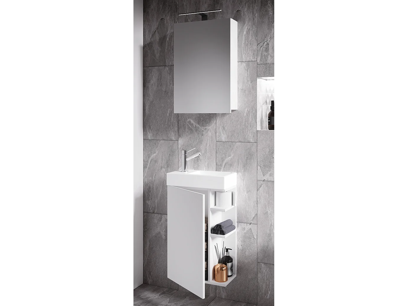 Lavatório de móveis de banheiro Lumia Branco A. 129 x L. 40 x P. 22 cm