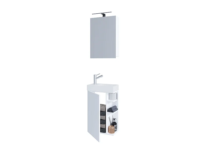Bathroom furniture washbasin Lumia White H. 129 x W. 40 x D. 22 cm