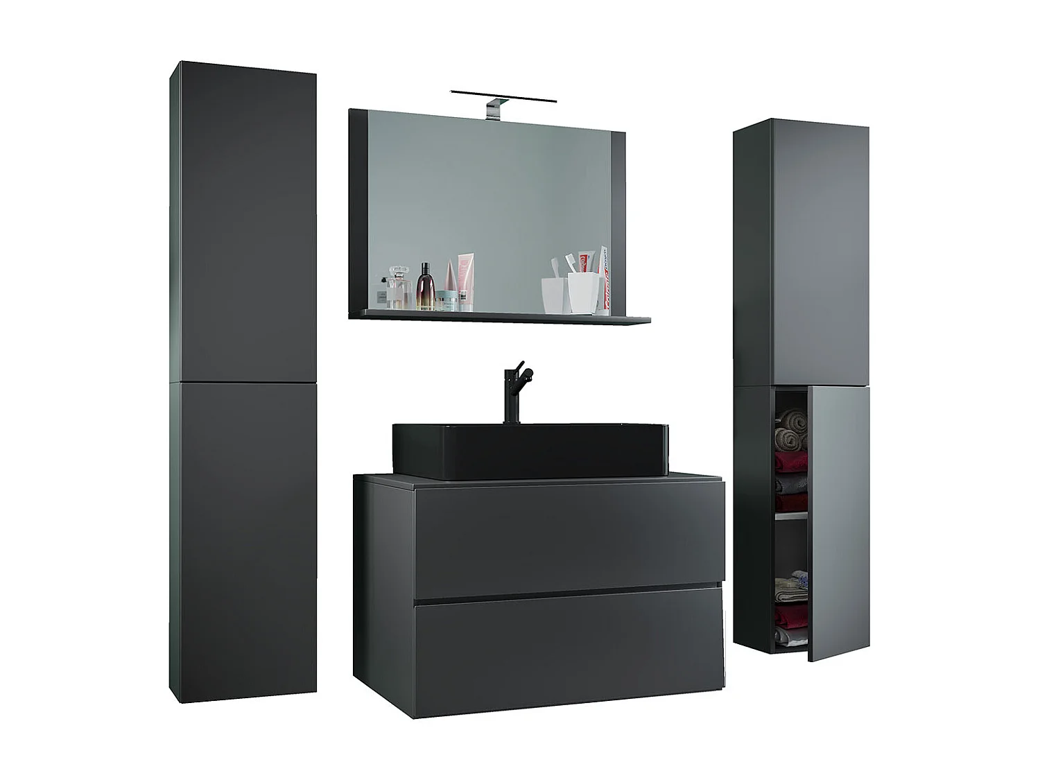 Bathroom furniture washbasin Lendas Anthracite H. 150 x W. 147 x D. 52 cm