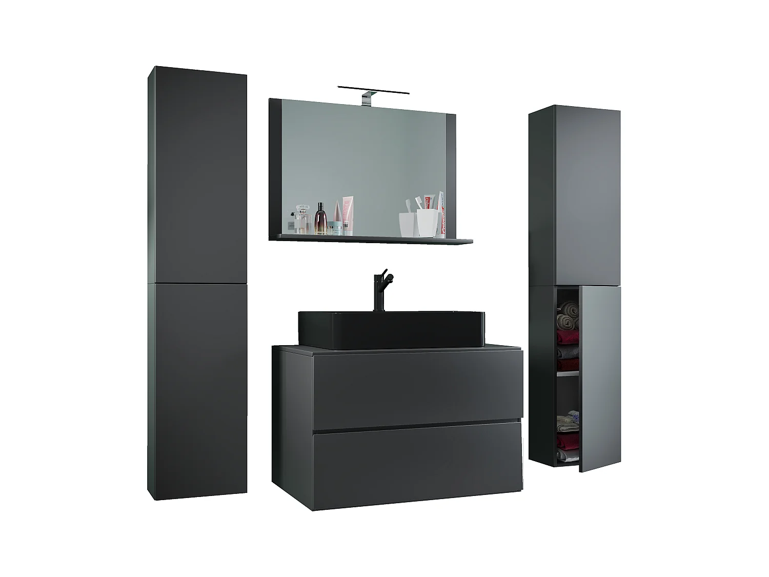 Bathroom furniture washbasin Lendas Anthracite H. 150 x W. 147 x D. 52 cm