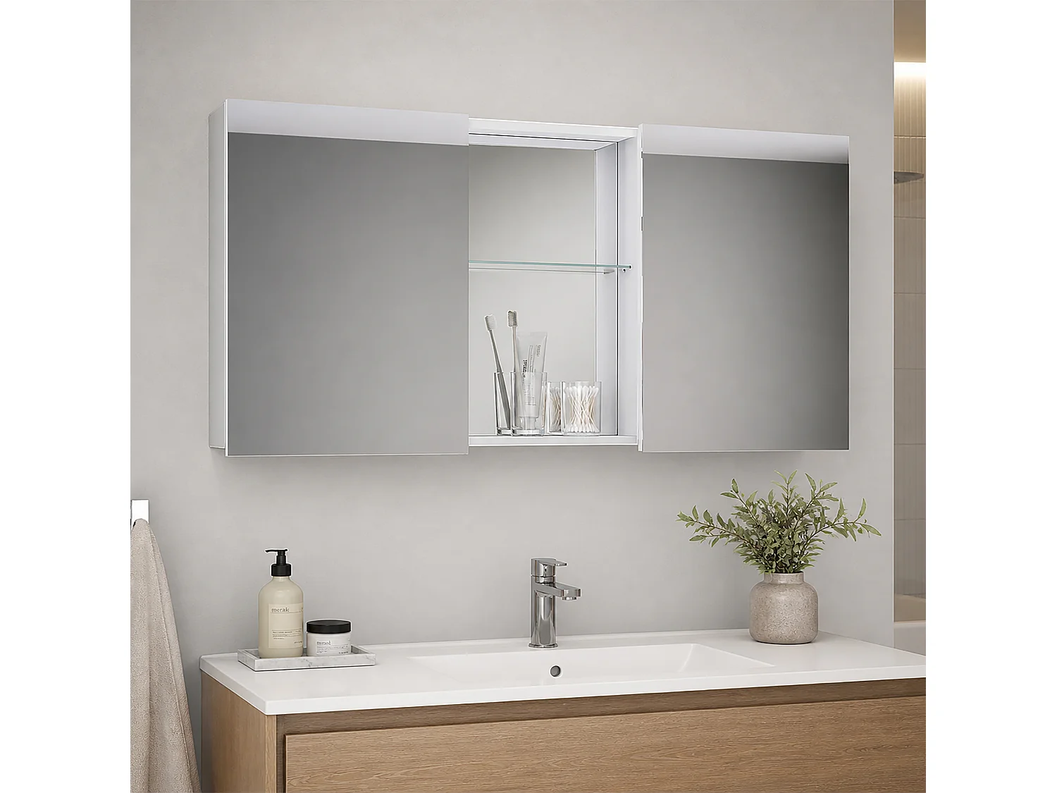 Miroir armoire miroir Budasi avec étagère
