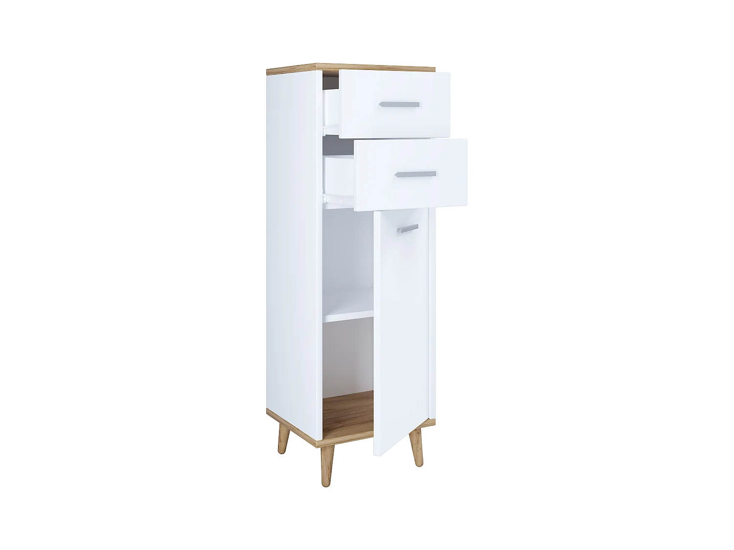 Bathroom furniture Midischrank Landos White / Honey oak H. 97 x W. 32 x D. 28 cm