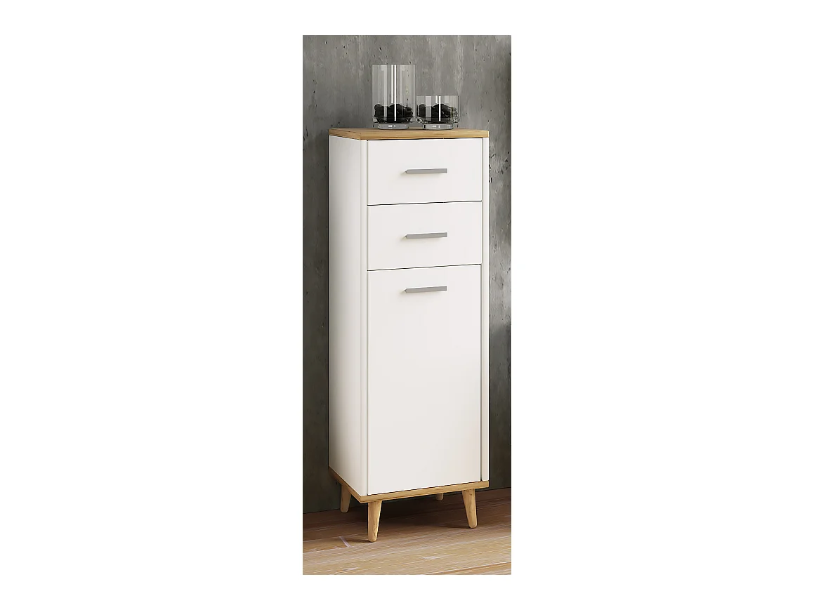 Bathroom furniture Midischrank Landos White / Honey oak H. 97 x W. 32 x D. 28 cm