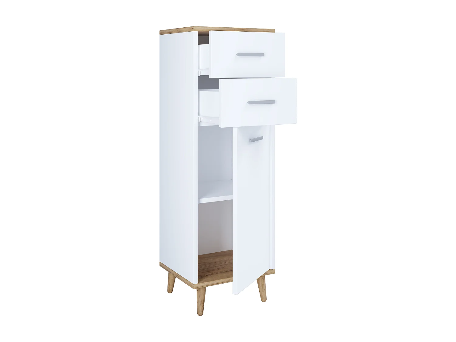 Bathroom furniture Midischrank Landos White / Honey oak H. 97 x W. 32 x D. 28 cm