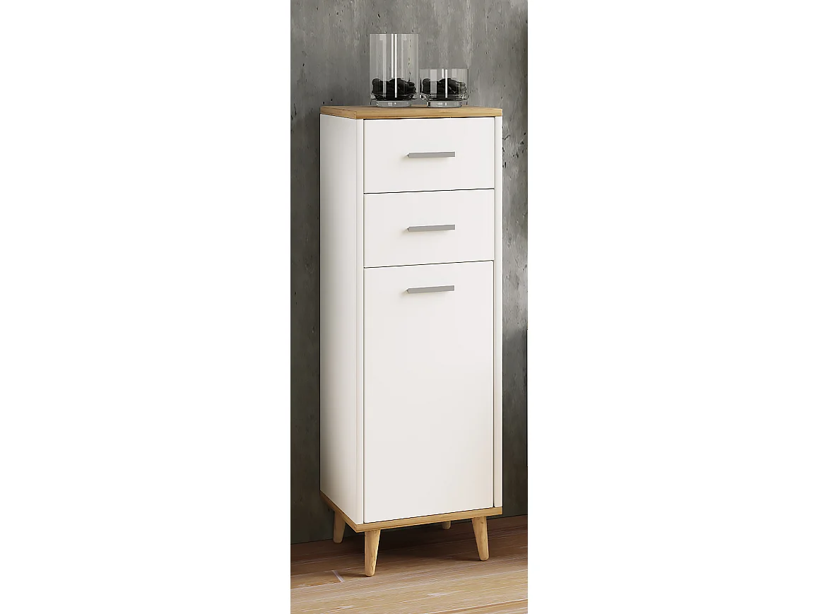 Bathroom furniture Midischrank Landos White / Honey oak H. 97 x W. 32 x D. 28 cm