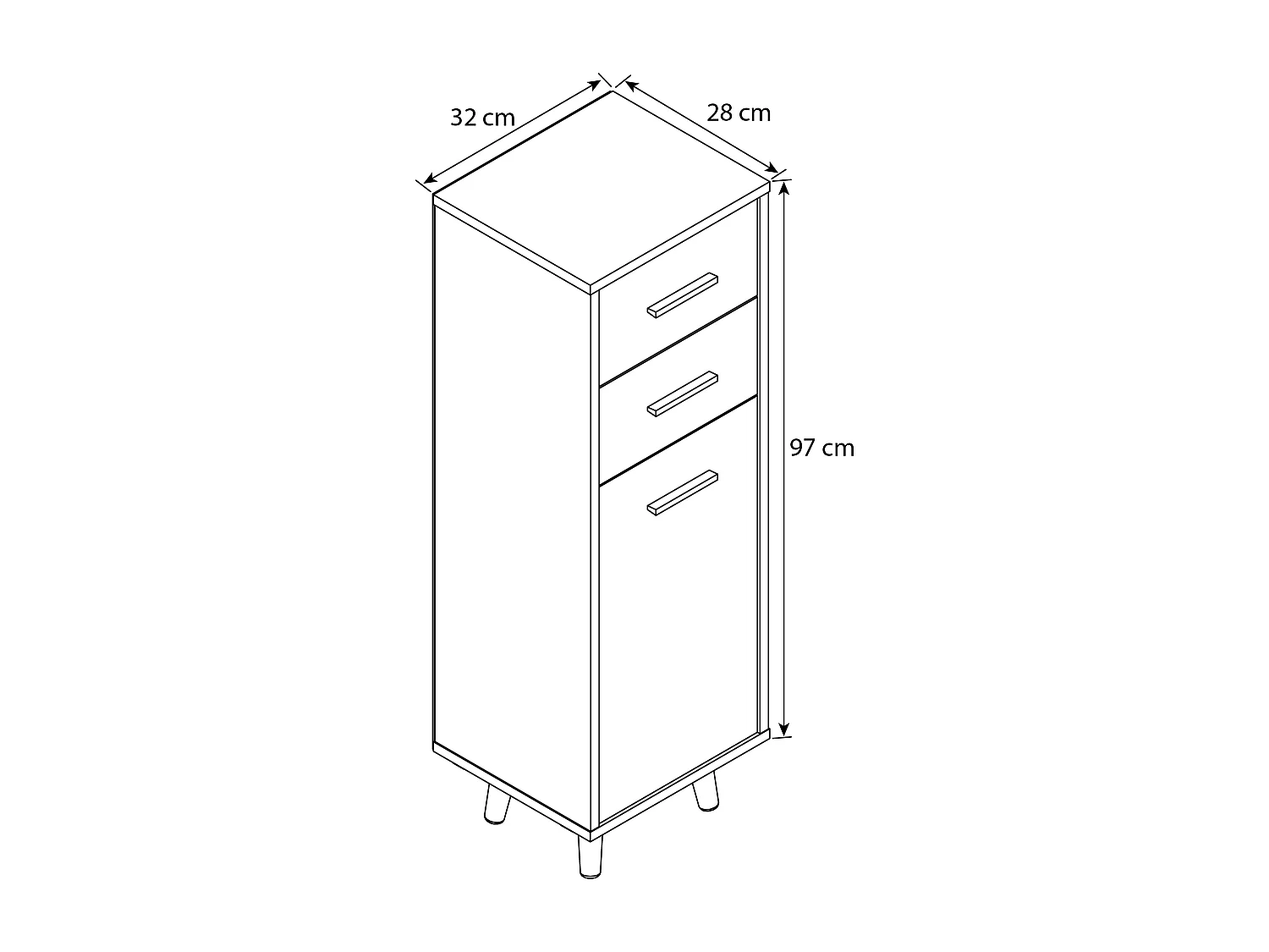 Bathroom furniture Midischrank Landos White / Honey oak H. 97 x W. 32 x D. 28 cm