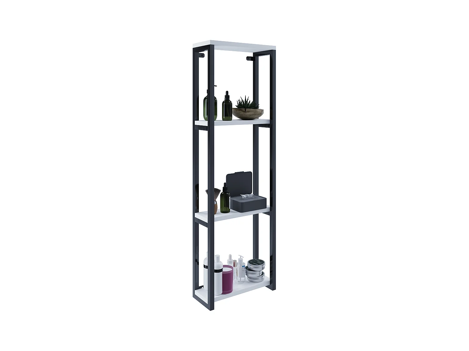 Bathroom furniture high cabinet Bitila Black / White H. 112 x W. 35 x D. 15 cm