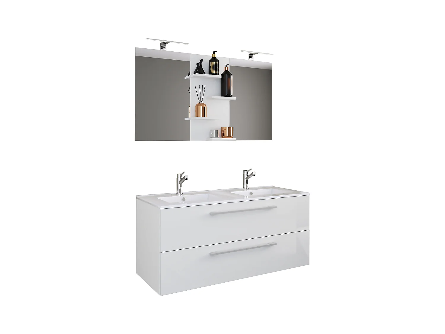 Bathroom furniture washbasin Budasi White H. 128 x W. 112 x D. 46 cm