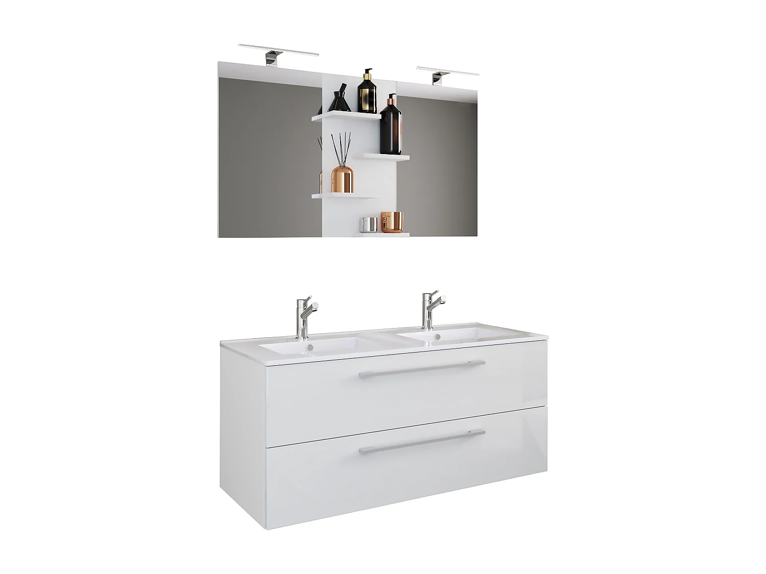 Bathroom furniture washbasin Budasi White H. 128 x W. 112 x D. 46 cm