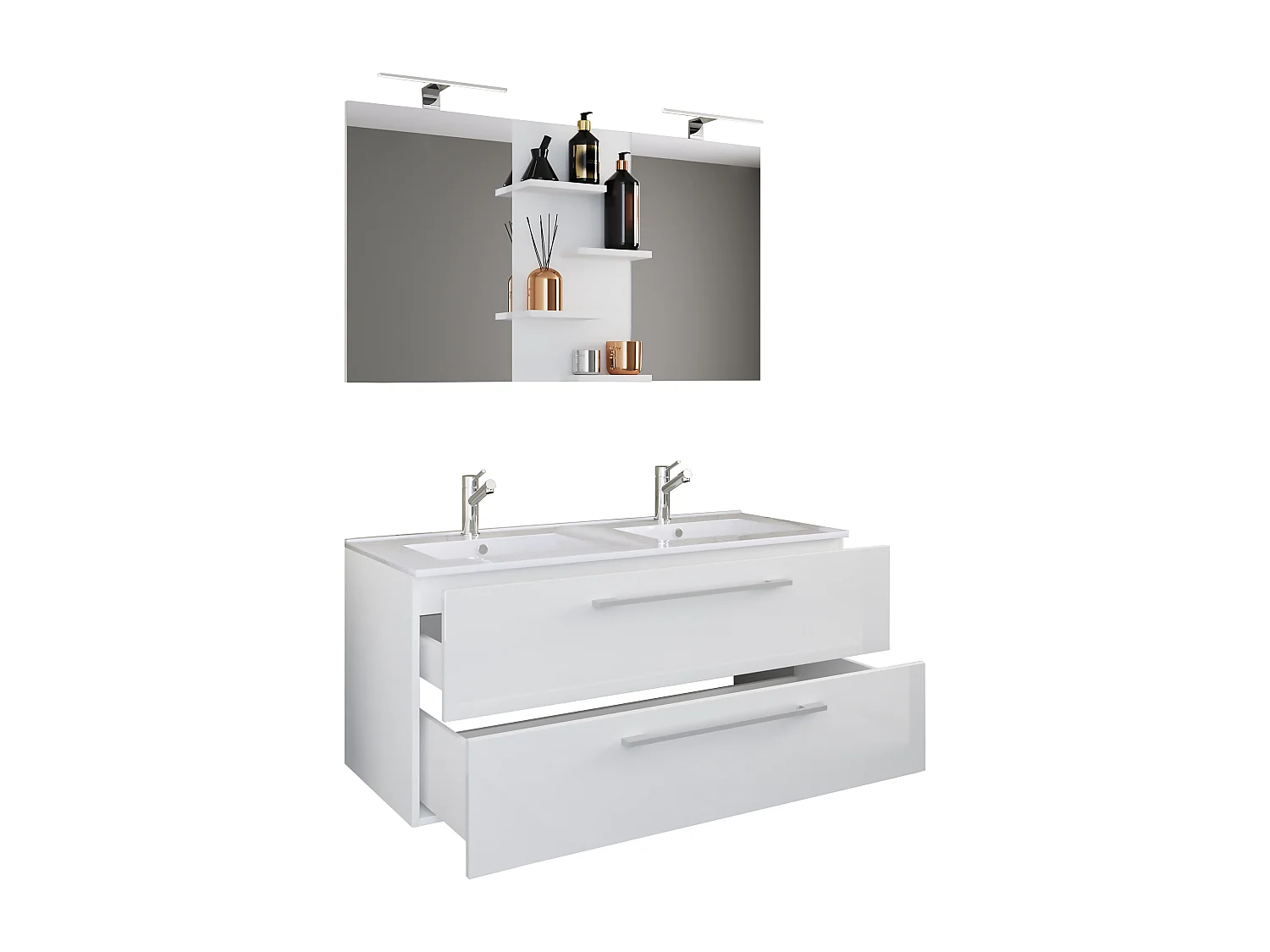 Bathroom furniture washbasin Budasi White H. 128 x W. 112 x D. 46 cm