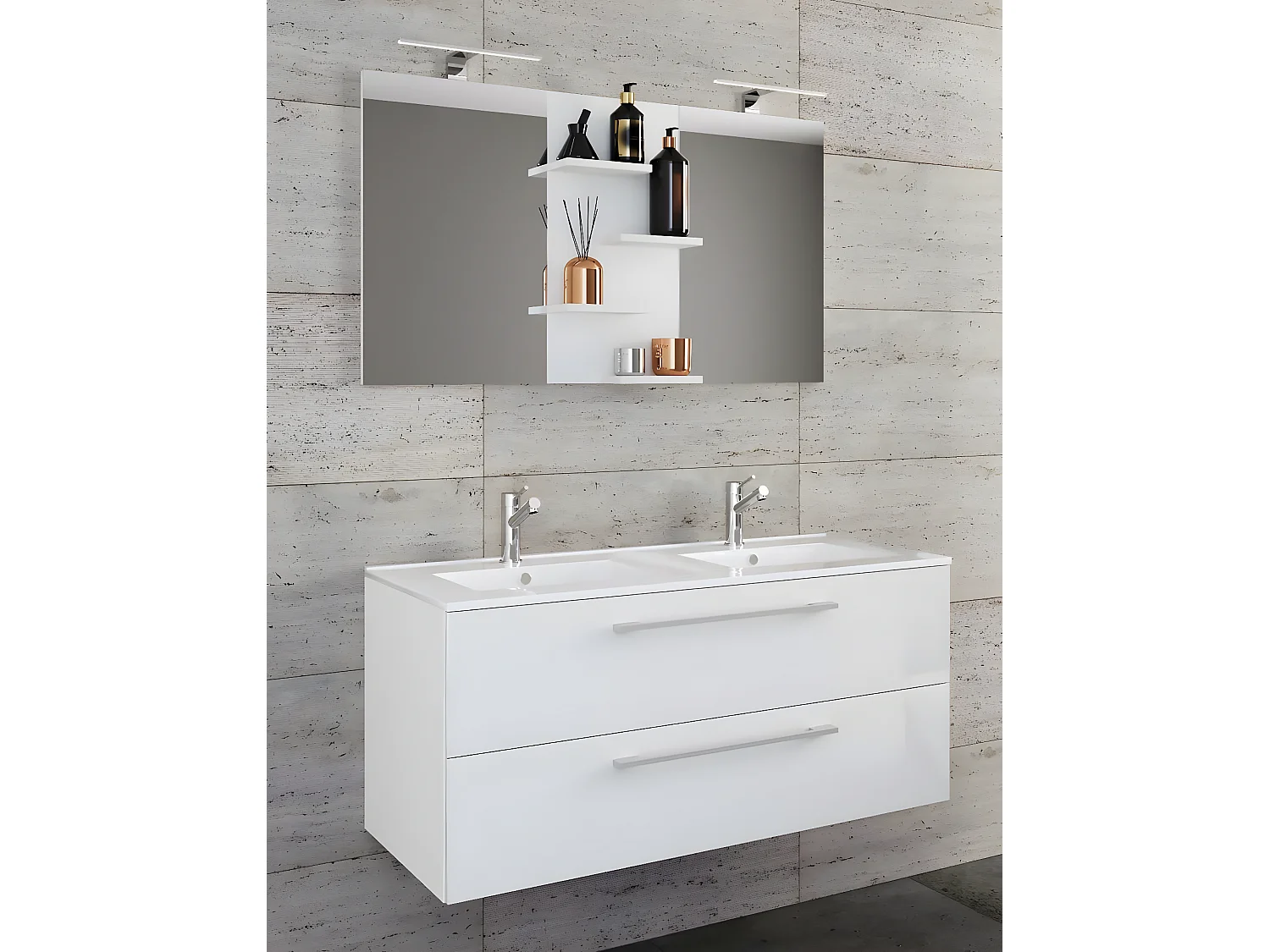 Bathroom furniture washbasin Budasi White H. 128 x W. 112 x D. 46 cm