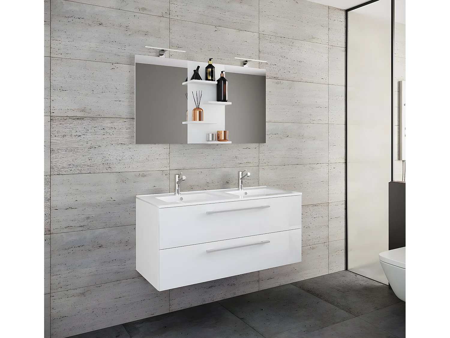 Bathroom furniture washbasin Budasi White H. 128 x W. 112 x D. 46 cm