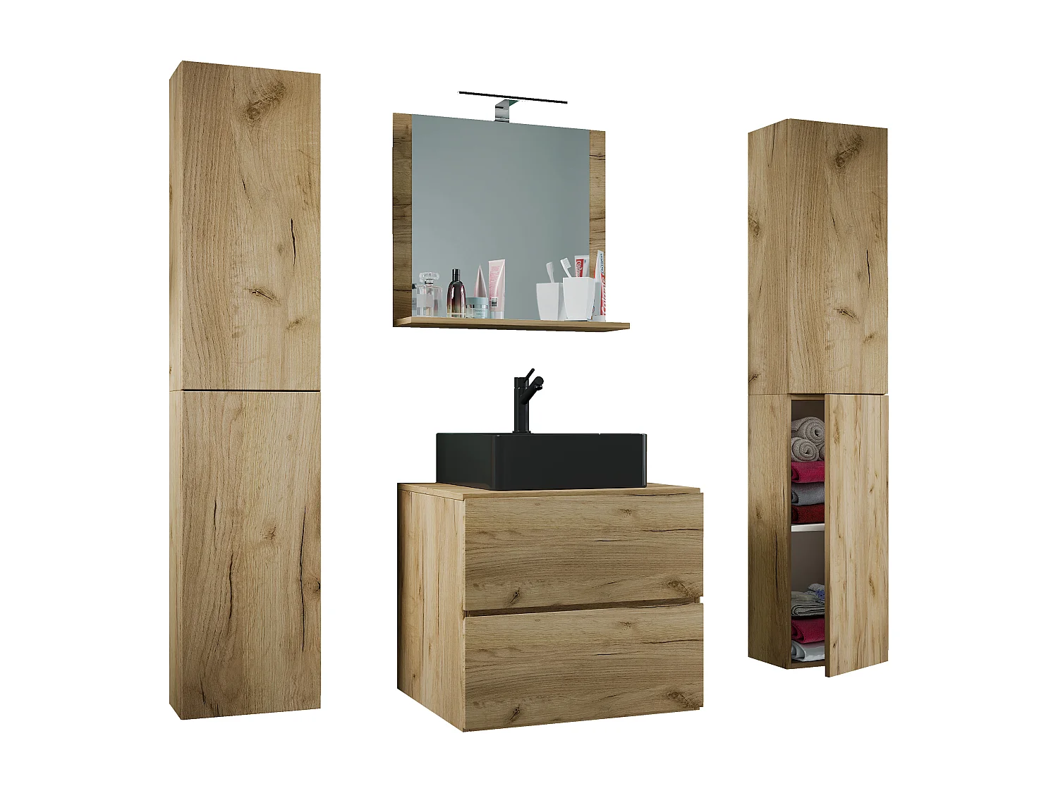 5-tlg Waschtisch Badmöbel 60cm Lendas XL Schublade