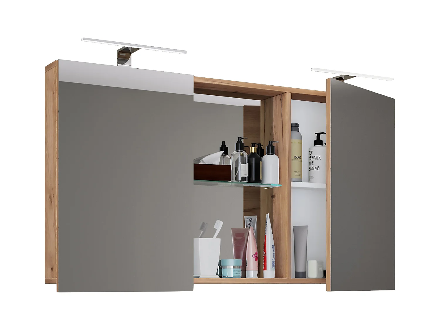 Breiter Spiegelschrank Spiegel Budasi mit Ablage