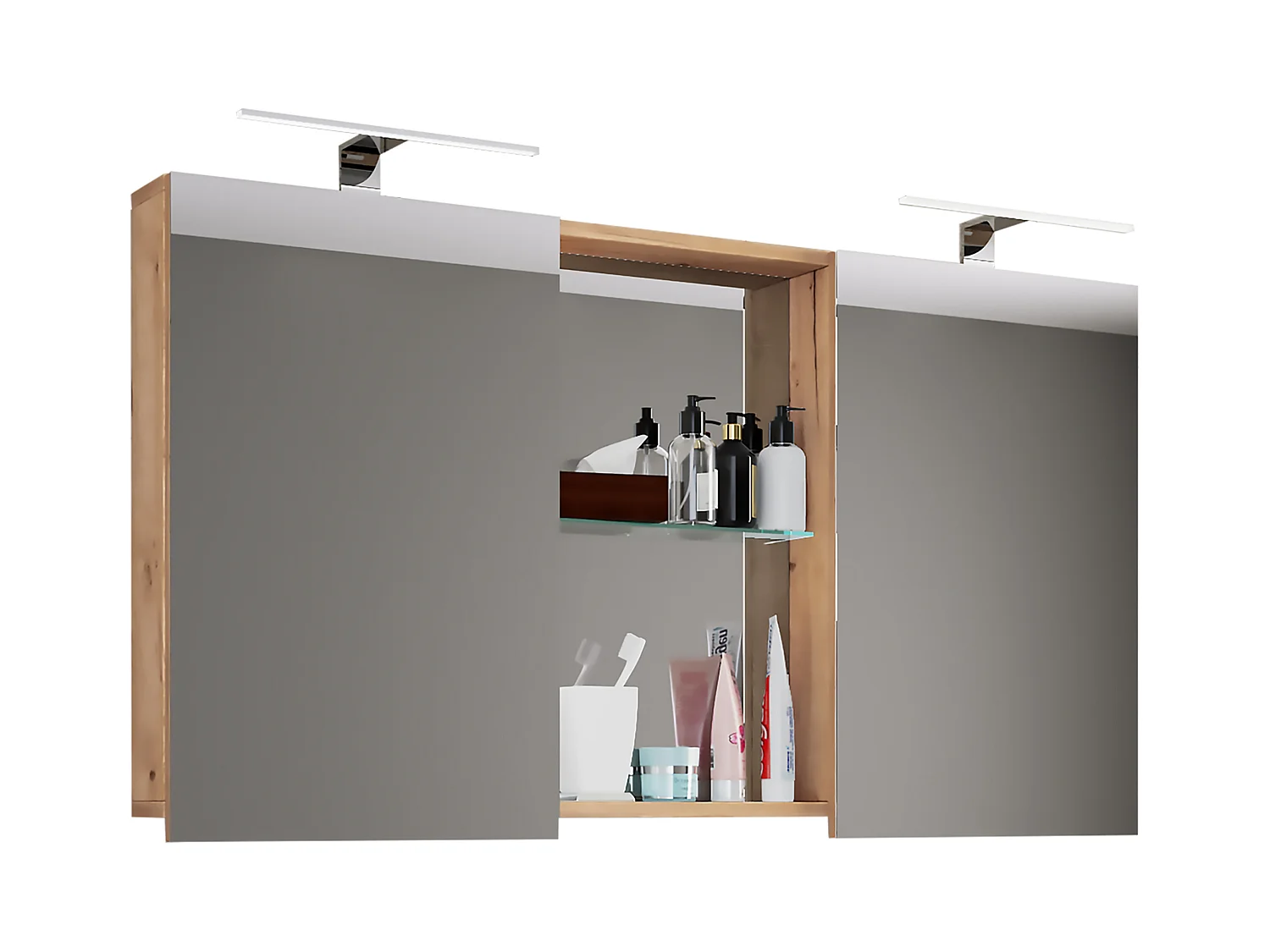 Breiter Spiegelschrank Spiegel Budasi mit Ablage