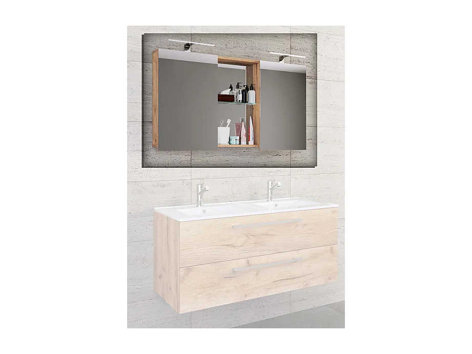 Breiter Spiegelschrank Spiegel Budasi mit Ablage