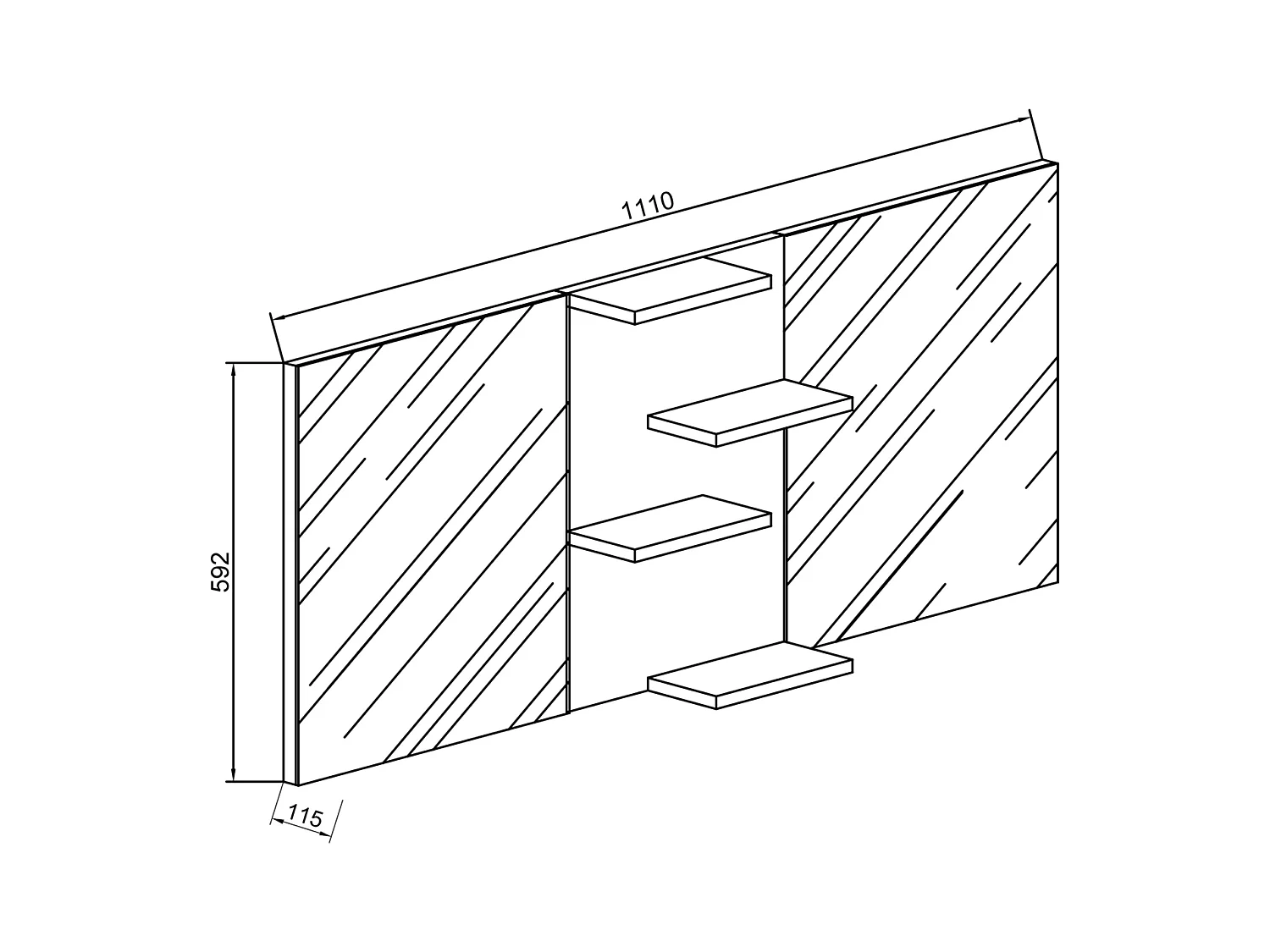 Breiter Spiegelschrank Spiegel Budasi mit Ablage