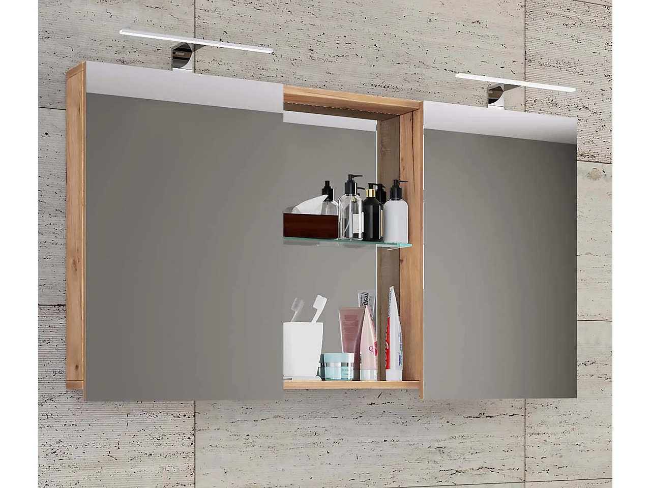 Bathroom furniture Mirror cabinet Budasi Honey oak 0