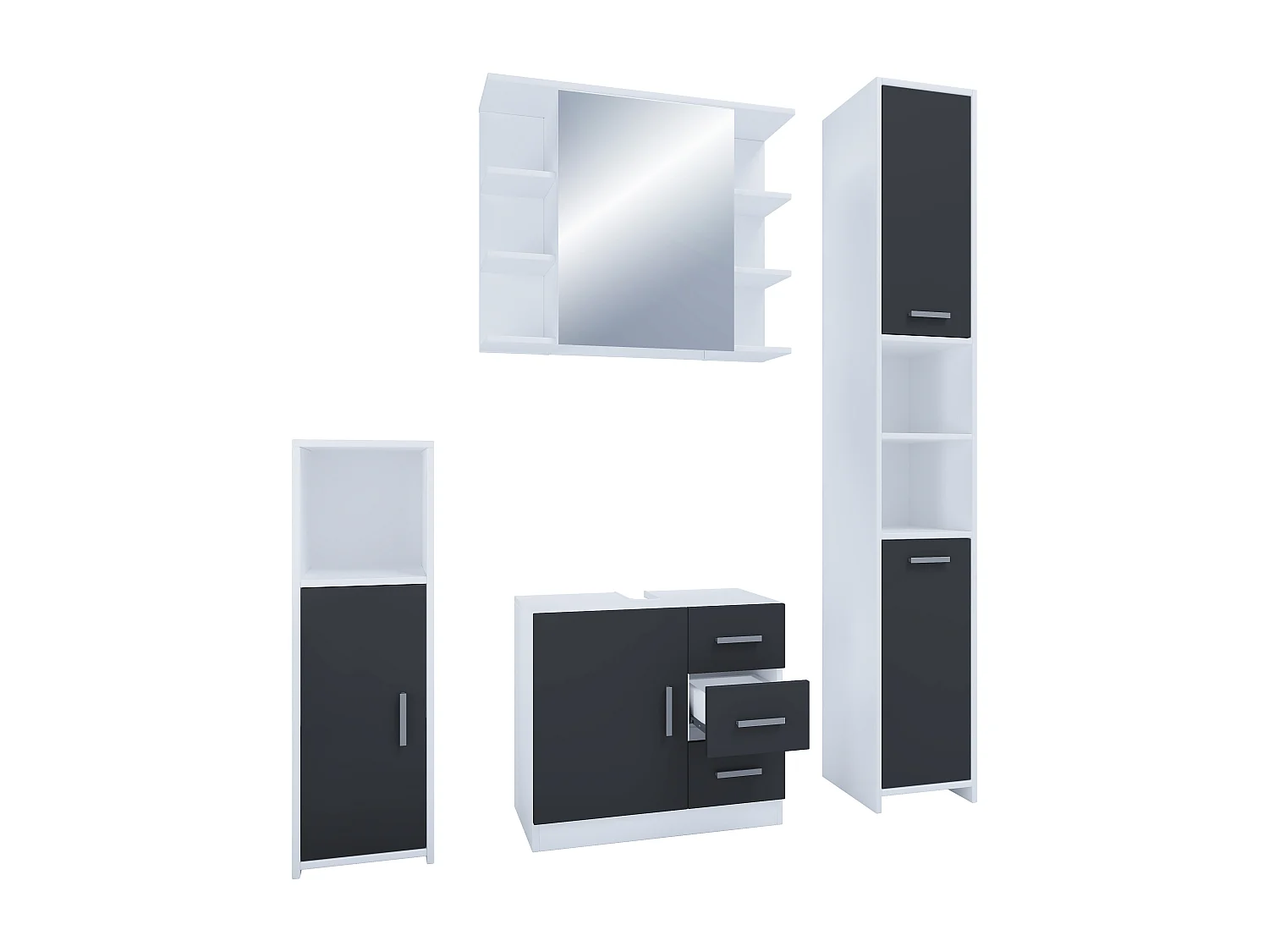 Bathroom furniture sets Zalo Black H. 180 x W. 140 x D. 30 cm