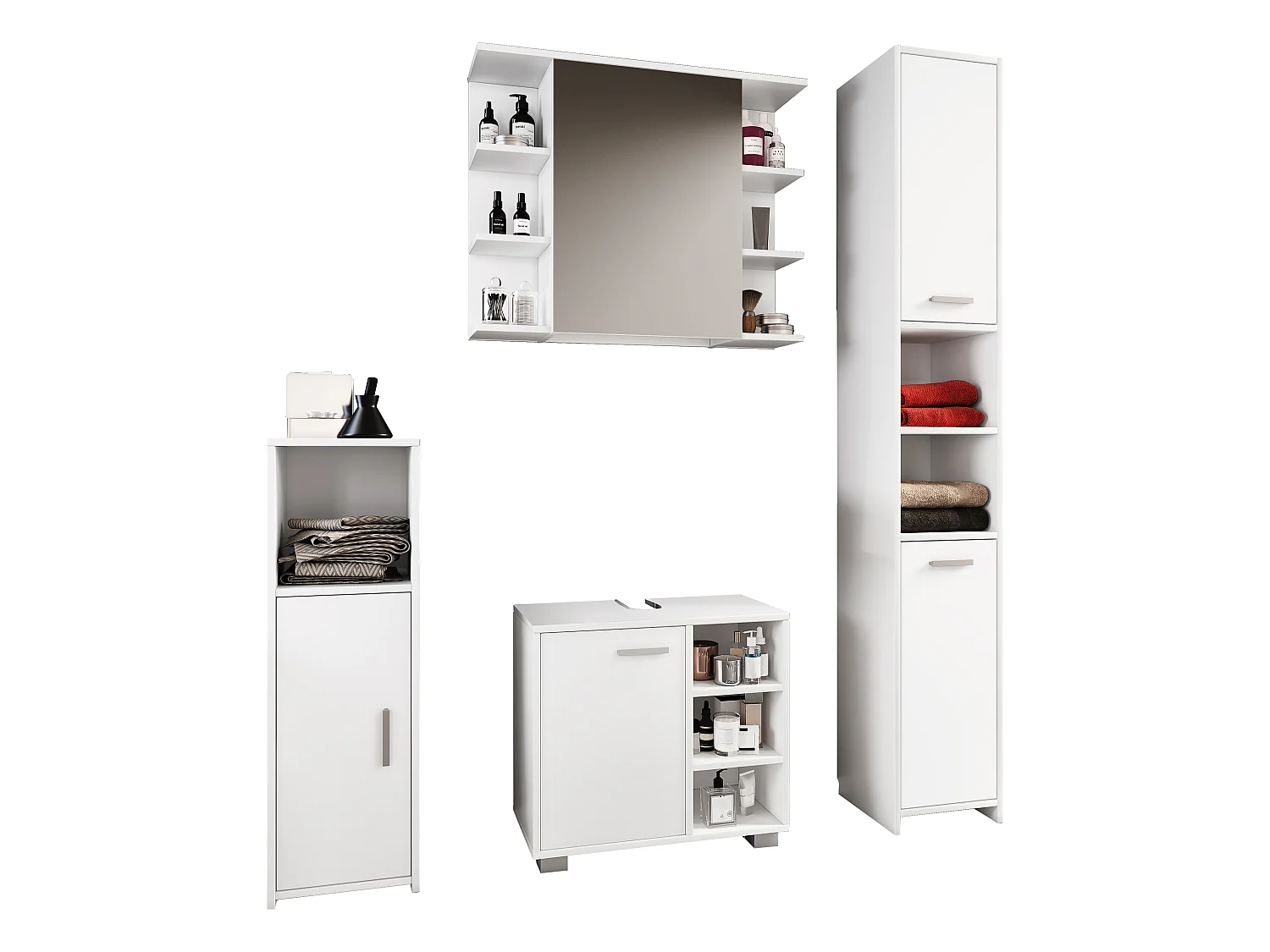 Bathroom furniture sets Zalo White H. 180 x W. 140 x D. 30 cm