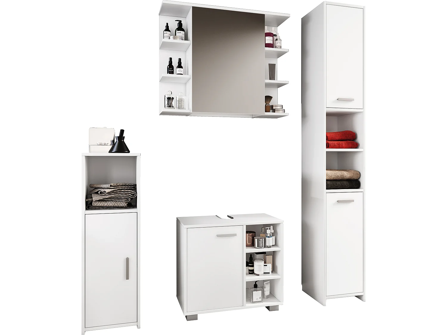 Bathroom furniture sets Zalo White H. 180 x W. 140 x D. 30 cm