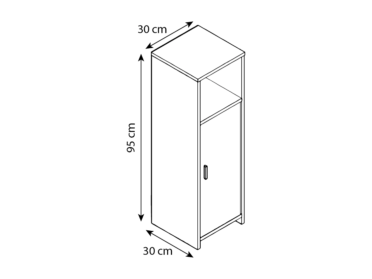 Bathroom furniture Midischrank Zalo White H. 95 x W. 30 x D. 30 cm