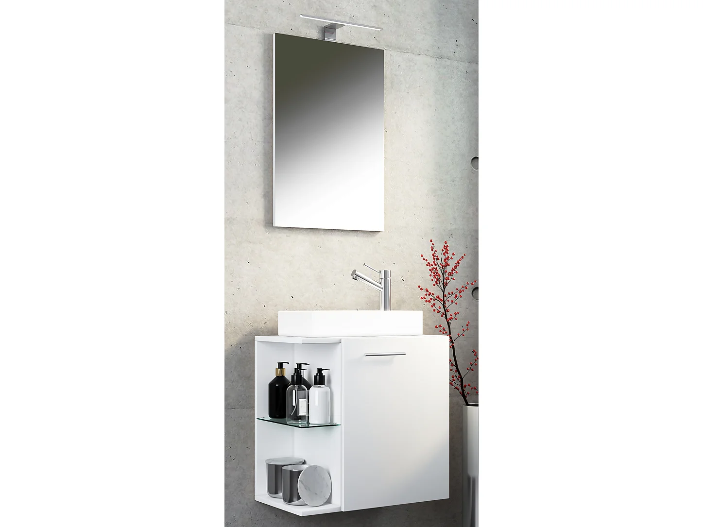 Bathroom furniture washbasin Hausa White H. 122 x W. 52 x D. 34 cm