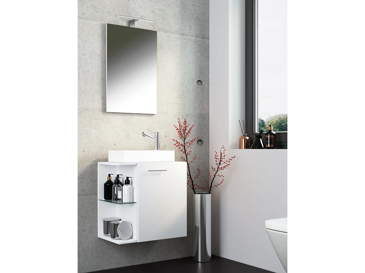 Bathroom furniture washbasin Hausa White H. 122 x W. 52 x D. 34 cm