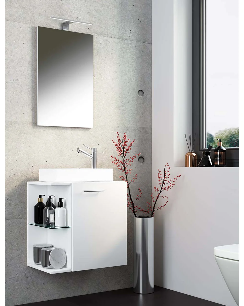 Bathroom furniture washbasin Hausa White H. 122 x W. 52 x D. 34 cm