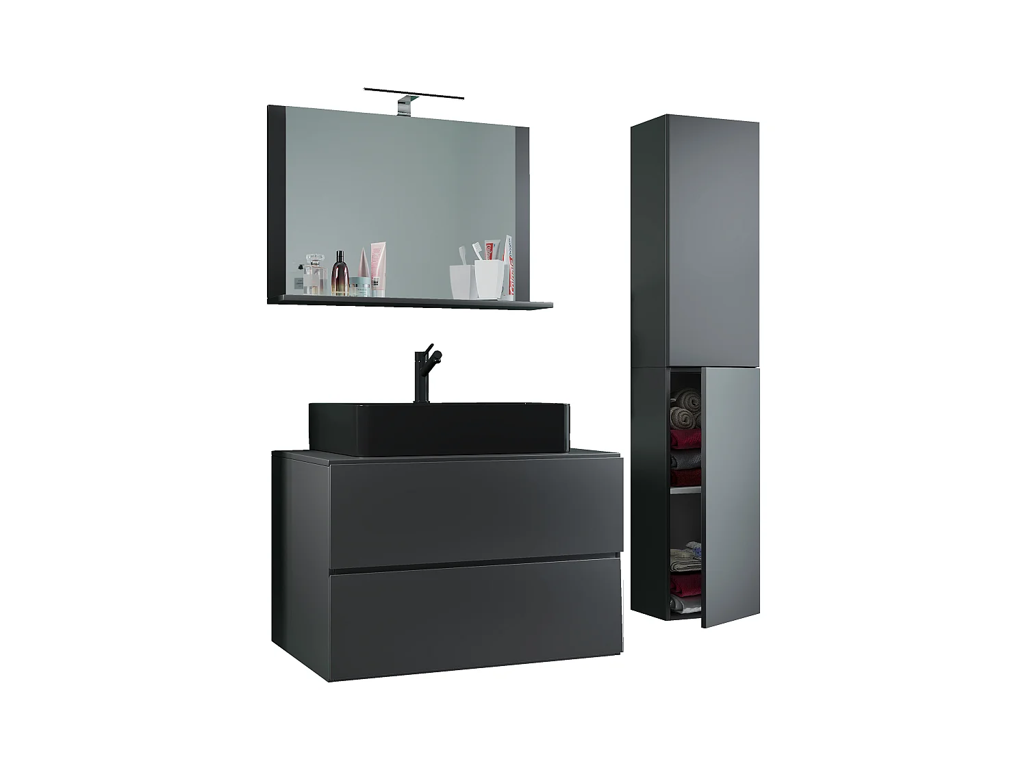 Bathroom furniture washbasin Lendas Anthracite H. 150 x W. 114 x D. 52 cm
