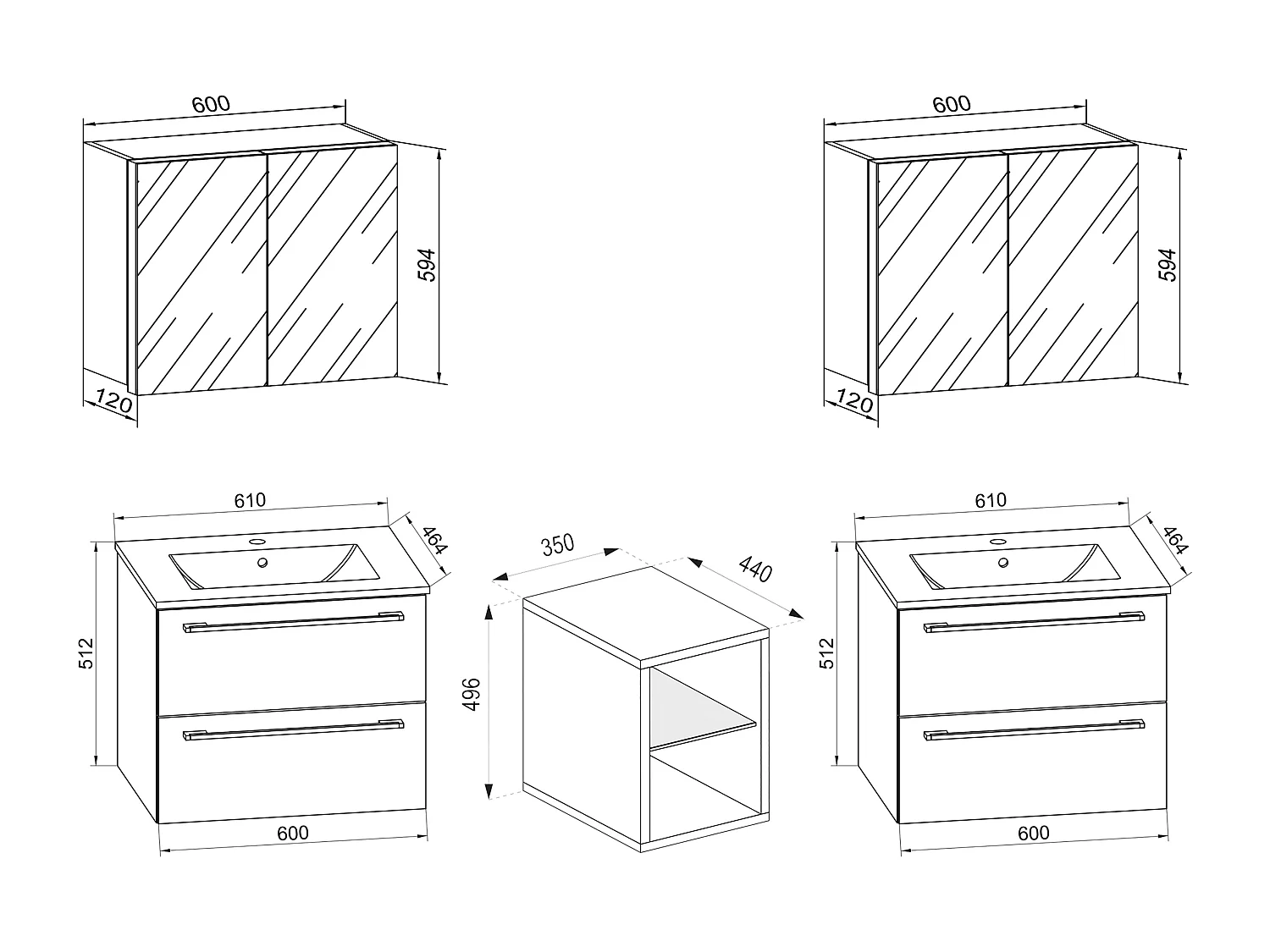 3-pièces lavabo Badinos XXL